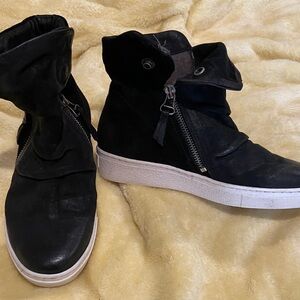 Miz Mooz Black High-Top Sneakers with Zipper